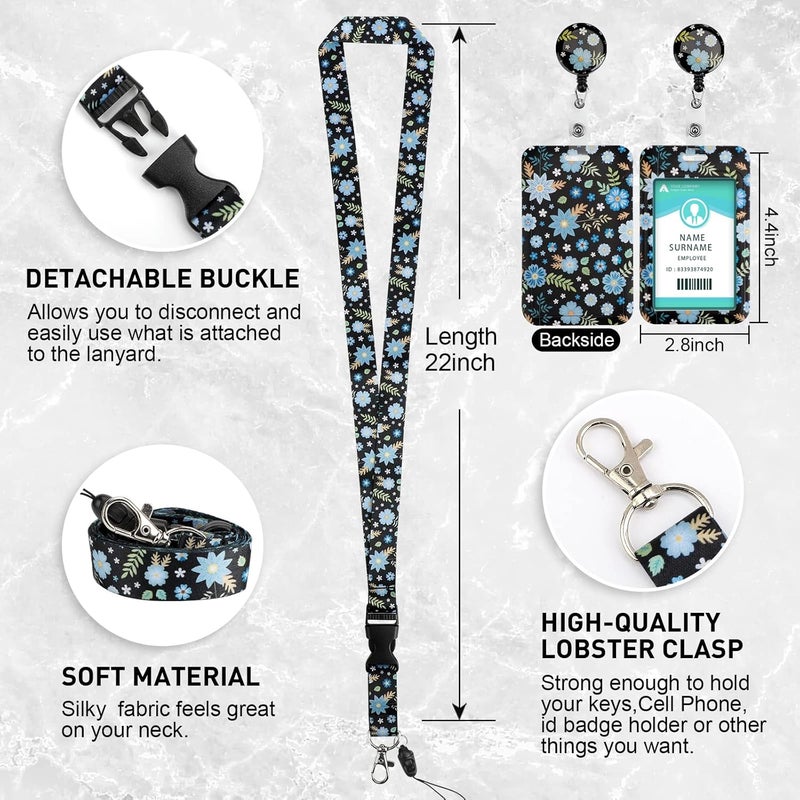 Hinsly ID Badge Holder with Lanyard, Retractable Badge Holders Reels with Lanyards Adjustable, for Women Kids Teacher Nurses Doctor Student - Image 3